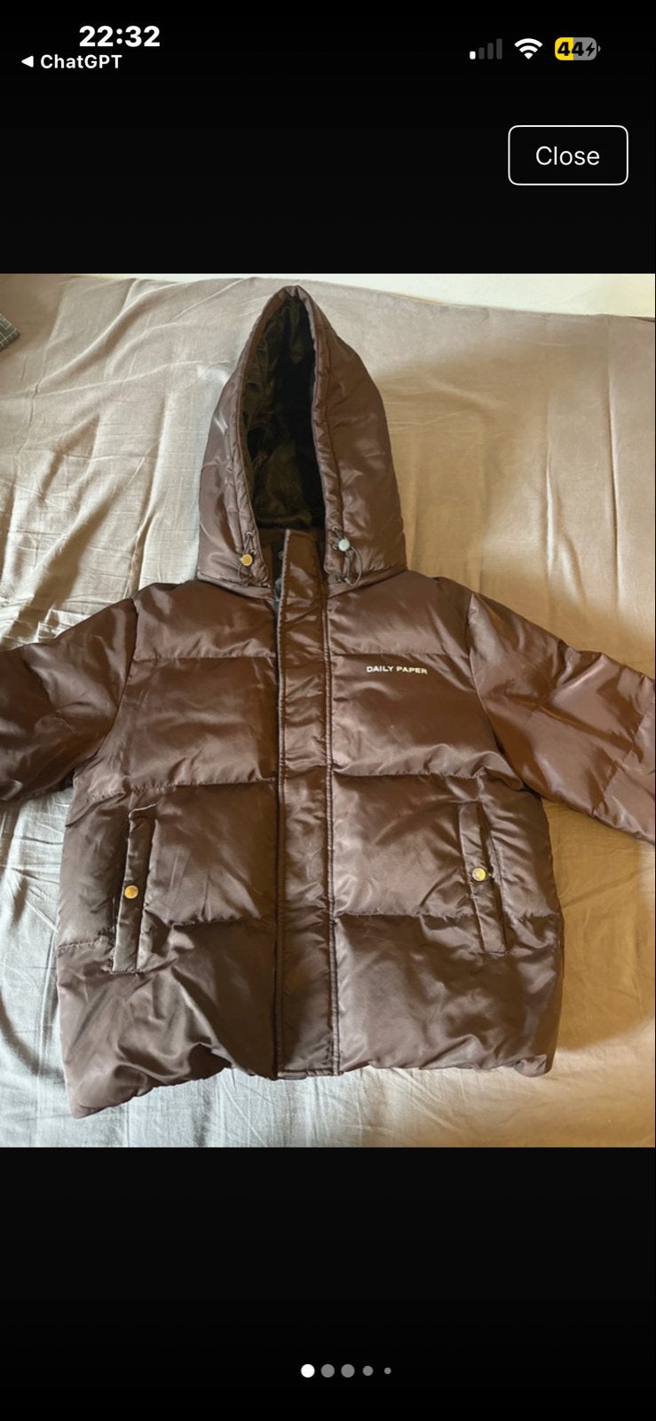 Daily Paper Puffer Jacket Bruin Maat M, Kleding | Heren, Ophalen of Verzenden, Gedragen, Maat 48/50 (M), Bruin