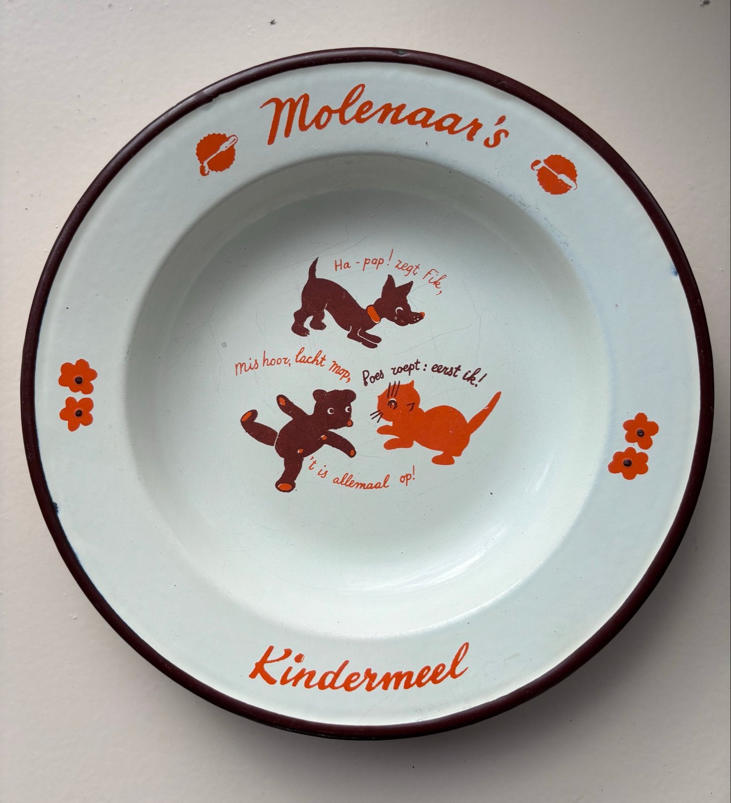 Vintage Molenaar's Kindermeel emaille bordje, Ophalen, Overige materialen, Gebruikt, Vintage