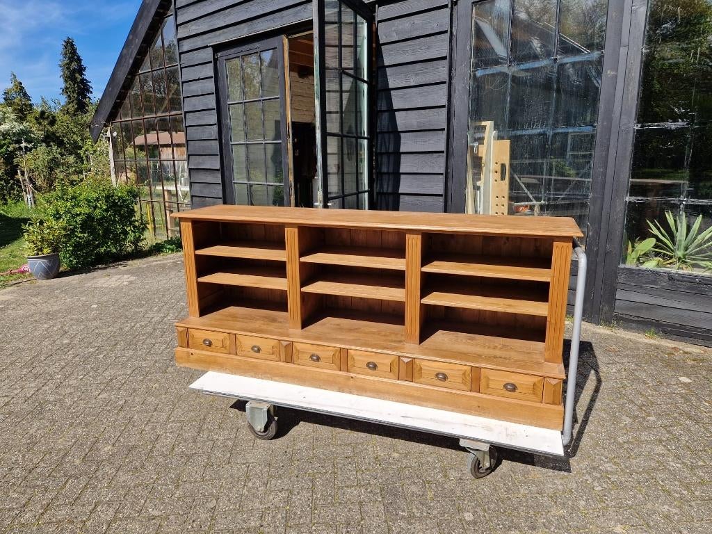 Prachtige robuuste houten kast!, Ophalen, Met plank(en), Gebruikt, 200 cm of meer