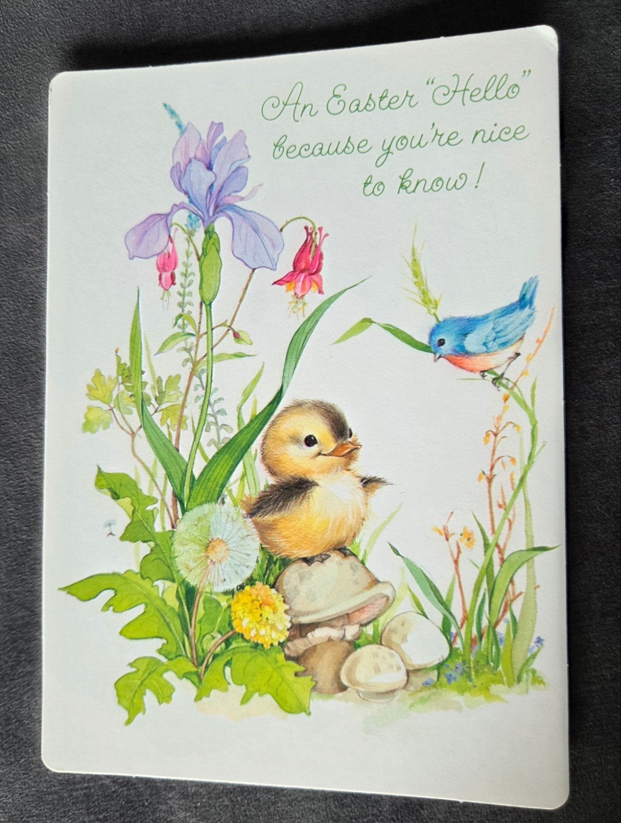 Vintage Hallmark Paaskaart Kuiken en Bloemen, Verzenden, 1960 tot 1980, Ongelopen, Overige thema's