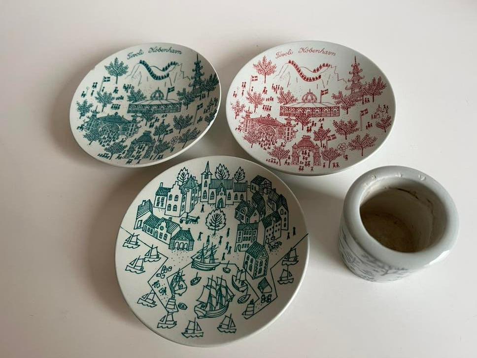 4 Vintage Denmark Nymolle Bordjes Lepelvaasje 60’s, Ophalen of Verzenden