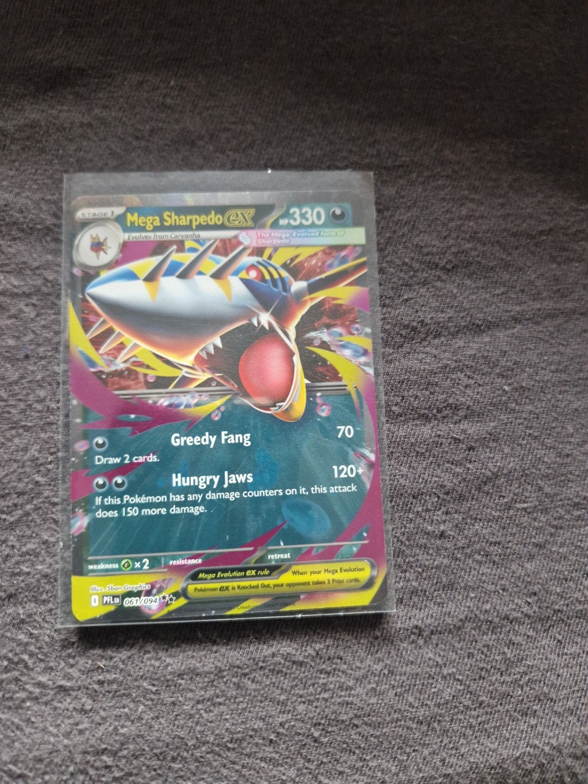 Mega Sharpedo EX Pokémon Kaart - Zeldzaam en in Topstaat, Ophalen of Verzenden, Zo goed als nieuw, Losse kaart