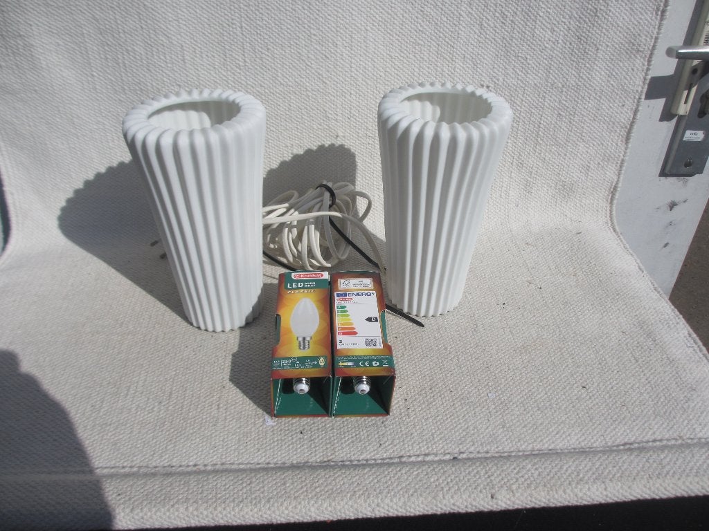 SET van 2 stuks Vintage" Bista " Ikea plissé tafellampjes, Vintage, 20 cm, Keramiek, Met schakelaar