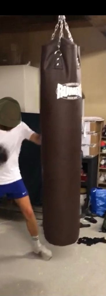 Bokszak Rumble bruin leer 180cm, Ophalen, Gebruikt, Bokszak