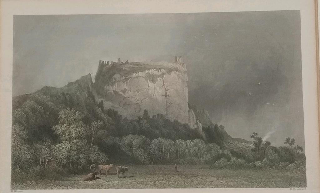 19e eeuw Gravure Beeston Castle H.Warren/Brandard, Ophalen of Verzenden