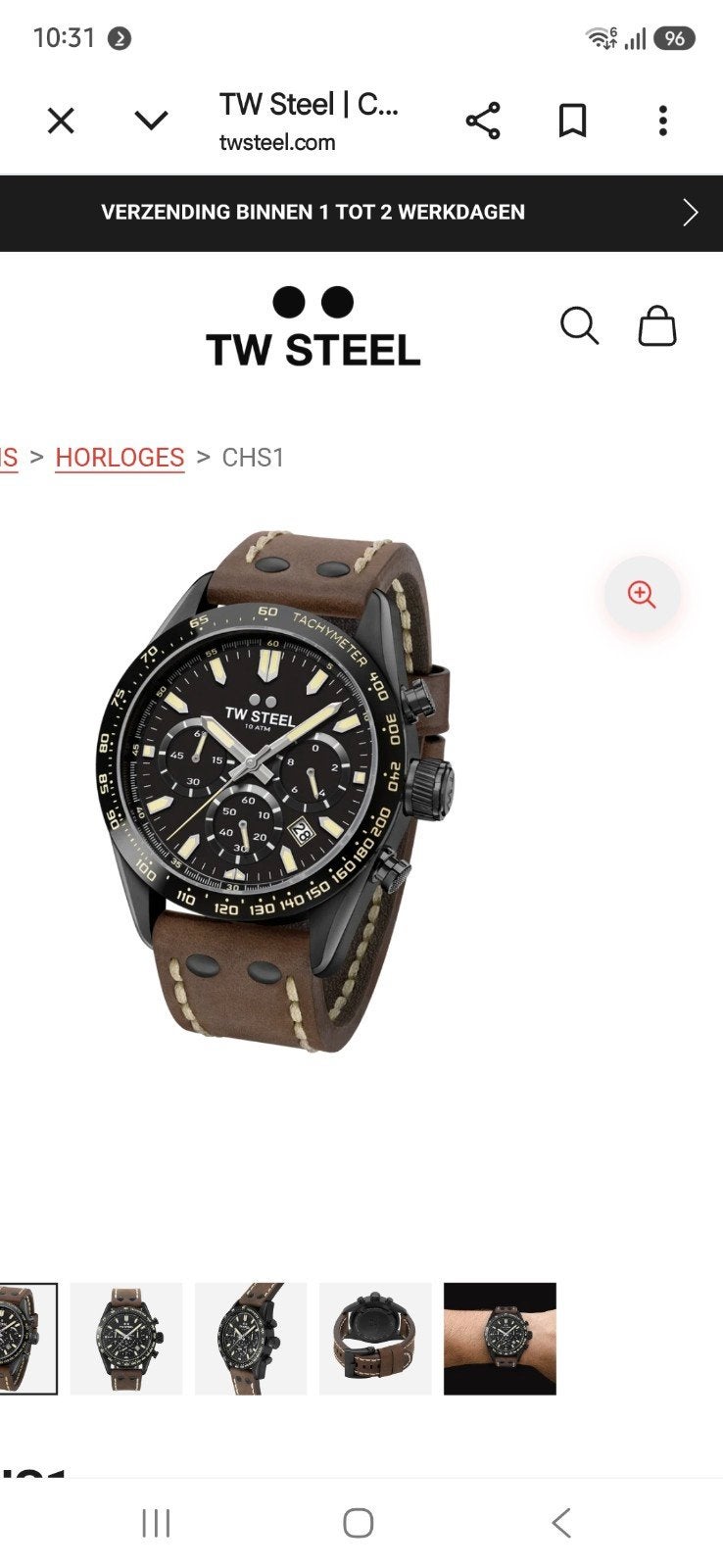 Tw steel CHS1, Ophalen of Verzenden, Zo goed als nieuw, Leer, Overige merken