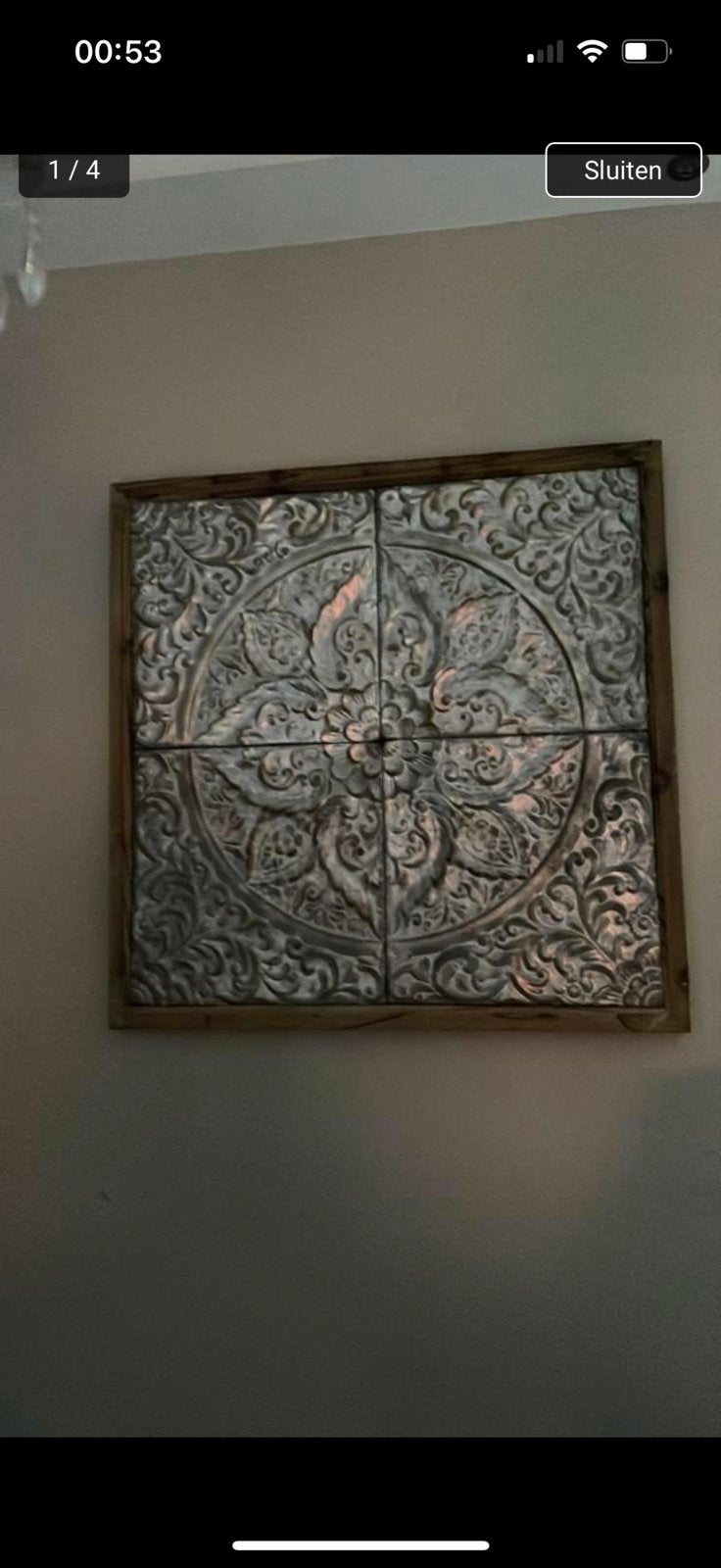 mooie wandpaneel hout schilderij, Ophalen, Zo goed als nieuw, Minder dan 50 cm, Schilderij