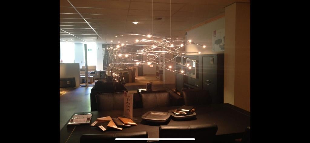 Design hanglamp “Wood” – 20 lichtpunten (Goossens Wonen), Chroom design, Ophalen of Verzenden, Zo goed als nieuw, Metaal
