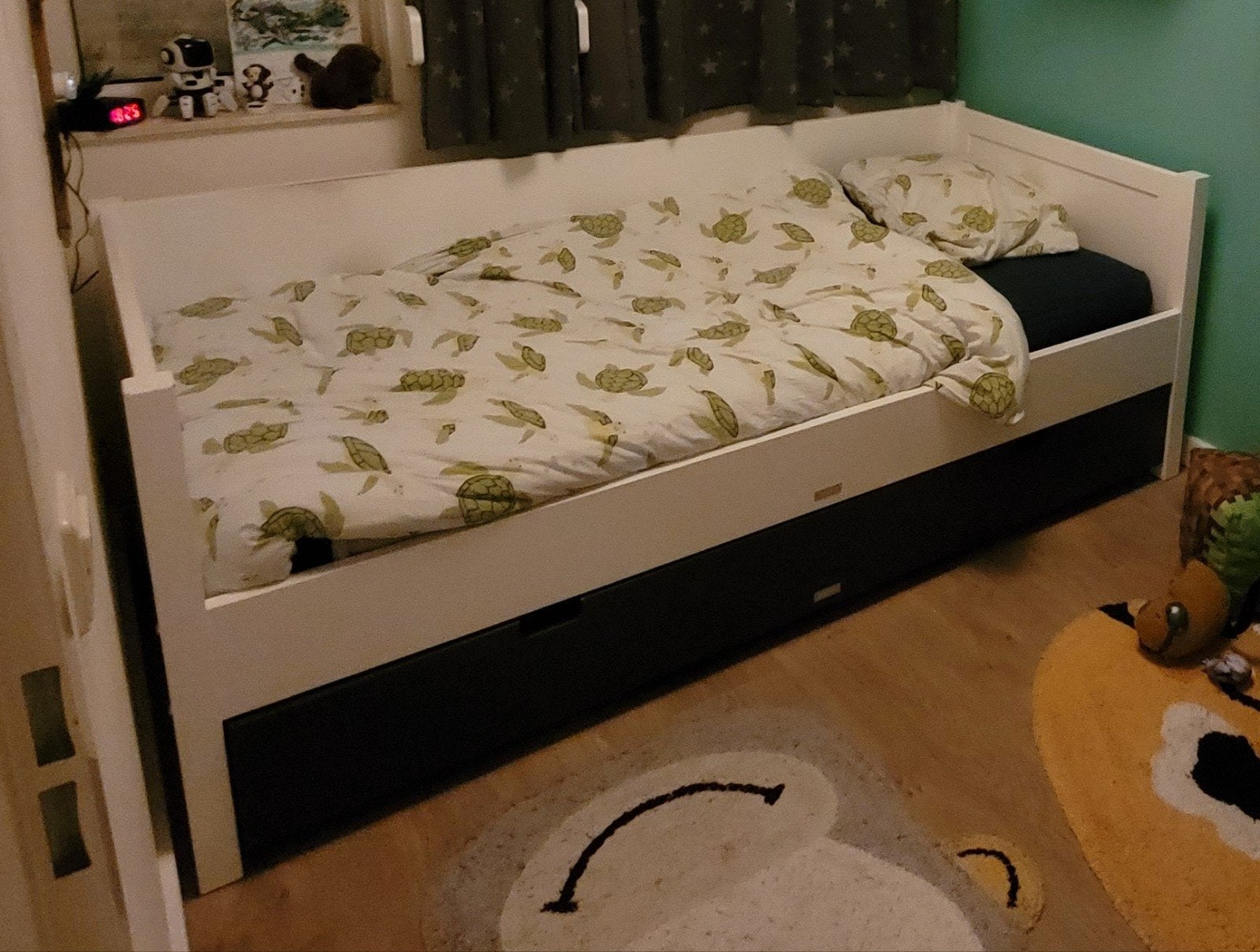 Wit eenpersoonsbed met opberglade, Ophalen, Gebruikt, 90 cm, Eenpersoons