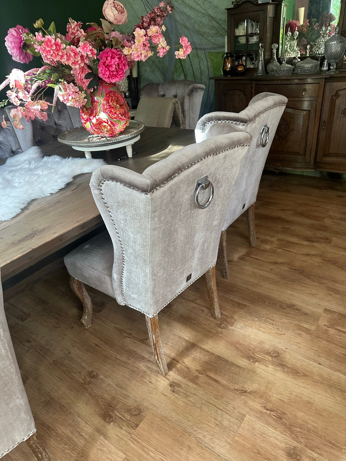 Luxe eetkamerstoelen met ring - Set van 8, Ophalen, Overige kleuren, Zo goed als nieuw, Stof