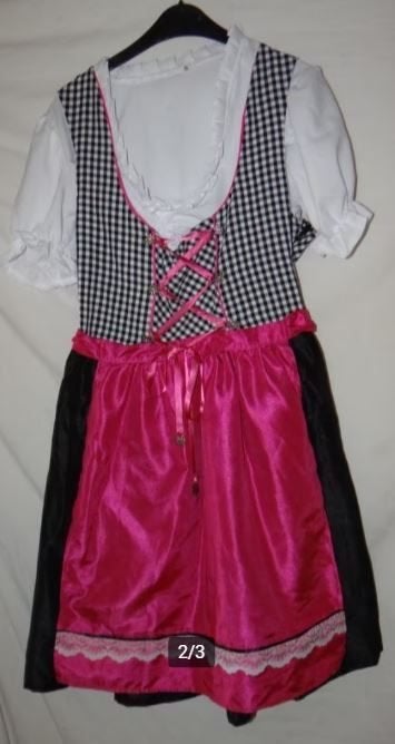 Leuke roze/wit/zwarte TIROLER/DIRNDL/ALPENMEISJE jurk, Maat 38/40 (M), Carnaval, Ophalen of Verzenden, Kleding