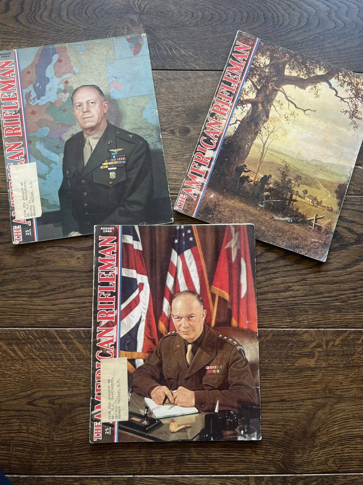 WO2 Amerikaans 3x American Rifleman wapens 1944 cover M1, Amerika, Verzenden, Boek of Tijdschrift