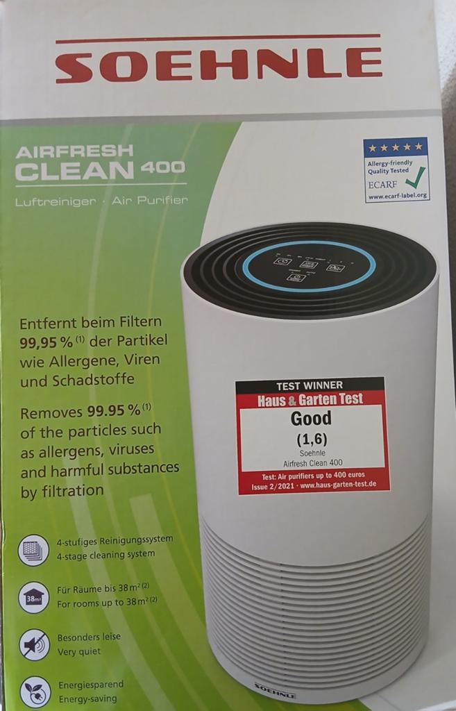Soehnle Airfresh Clean 400 Luchtreiniger - 4-staps systeem, Ophalen of Verzenden, Nieuw, Luchtreiniger