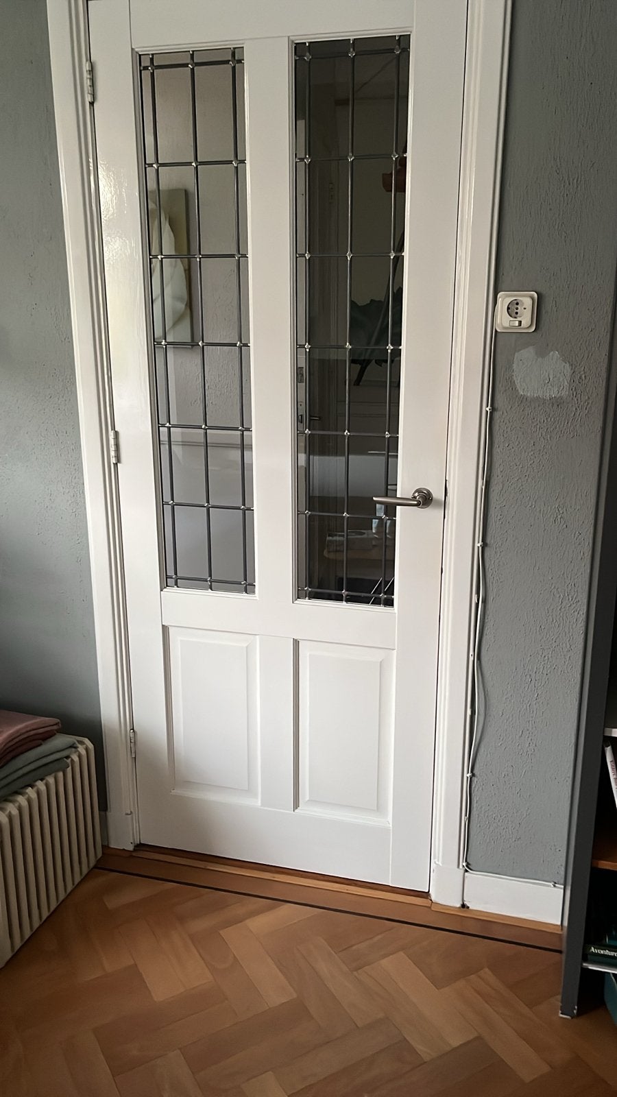 Stijlvolle binnendeur met glas in lood, Gebruikt, 80 tot 100 cm, Binnendeur, Ophalen of Verzenden