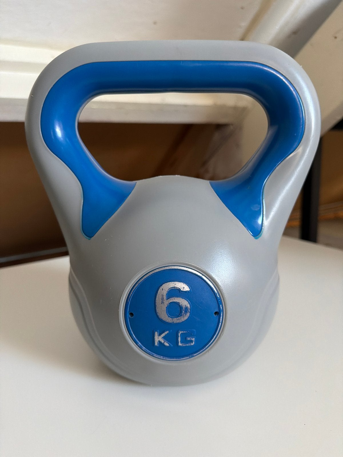 Kettlebell 6 KG - Grijs/Blauw, Ophalen, Gebruikt, Armen, Kettlebell