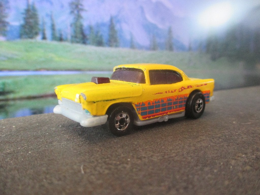 '55 Chevy Chevrolet Bel Air Hot Rod Hotwheels geel Near Mint, Ophalen of Verzenden, Gebruikt, Auto