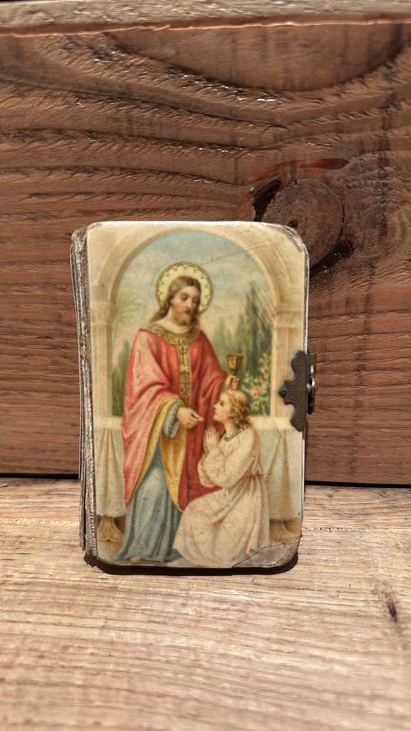 Antiek Celluloid miniatuur gebedenboek, Verzamelen, Religie, Ophalen of Verzenden, Zo goed als nieuw