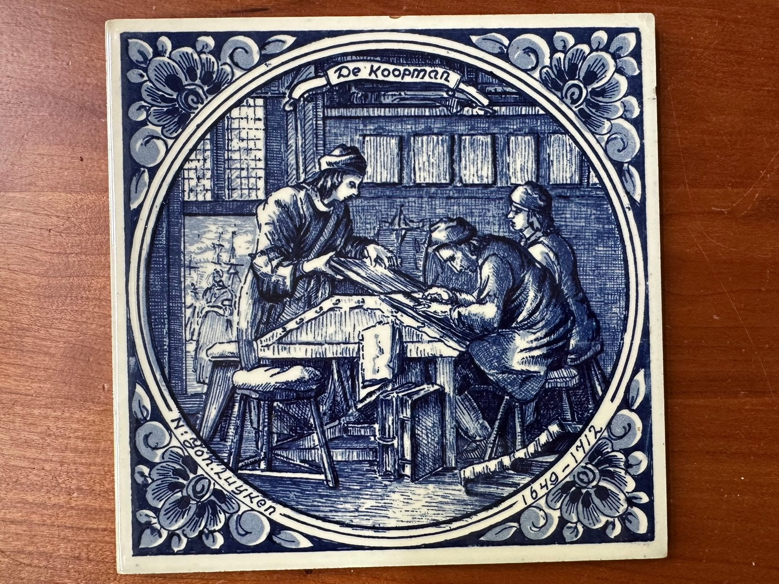 De koopman- Beroepentegel Jan Luyken Delfts Blauw, Ophalen of Verzenden