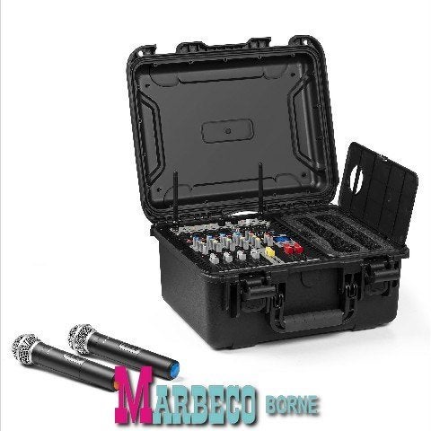 Power mixer in ABS case, 6-kanaals met 2 UHF microfoons, Audio, Tv en Foto, Info@marbeco.com, Vonyx, Nieuw, Complete set