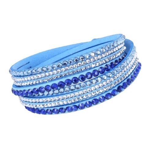 Strass wikkelarmband - Blauw, Sieraden, Tassen en Uiterlijk, Info@medase.nl, Blauw, Medase, Nieuw