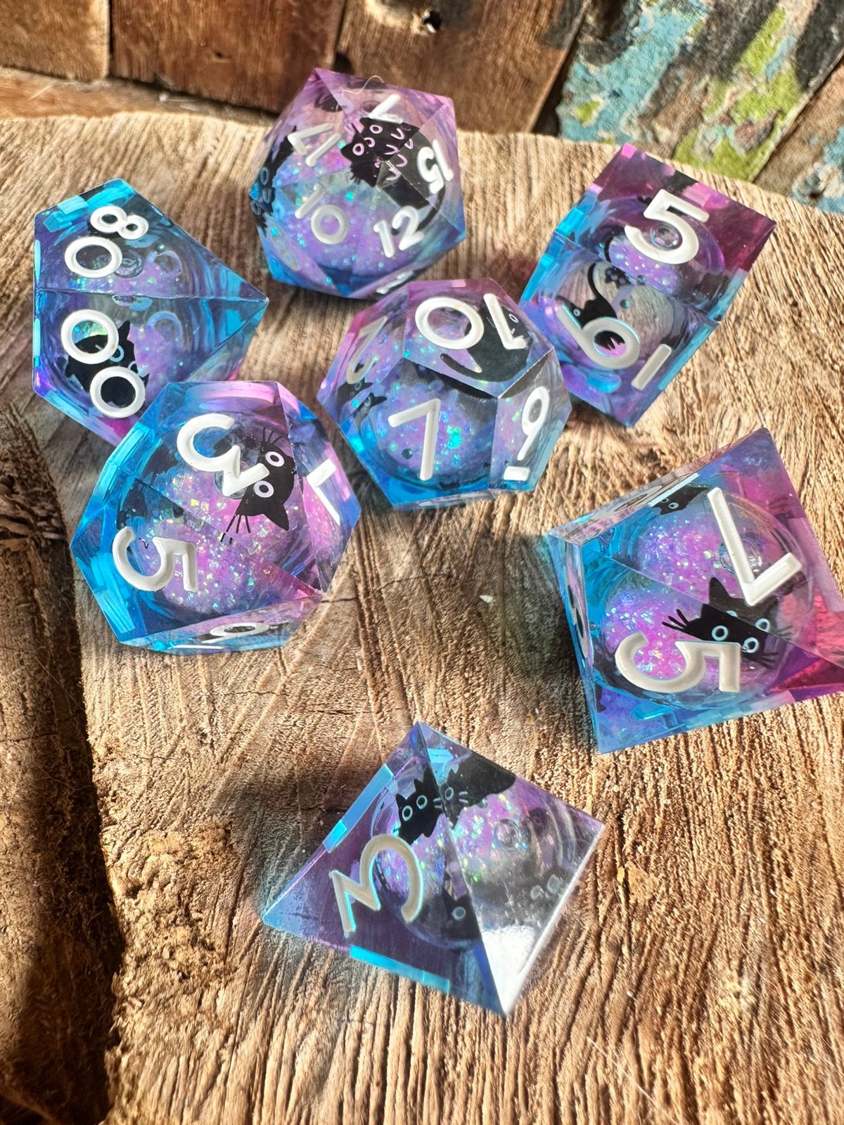 DND dice / Cats / roze- blauw / liquid / RPG / D&D / nieuw, Ophalen of Verzenden, Nieuw