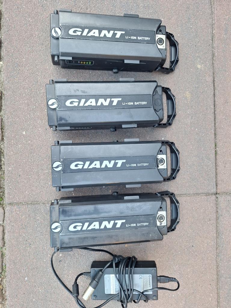 4 x giant ease-e of twist accu in goede staat, met oplader., Ophalen of Verzenden