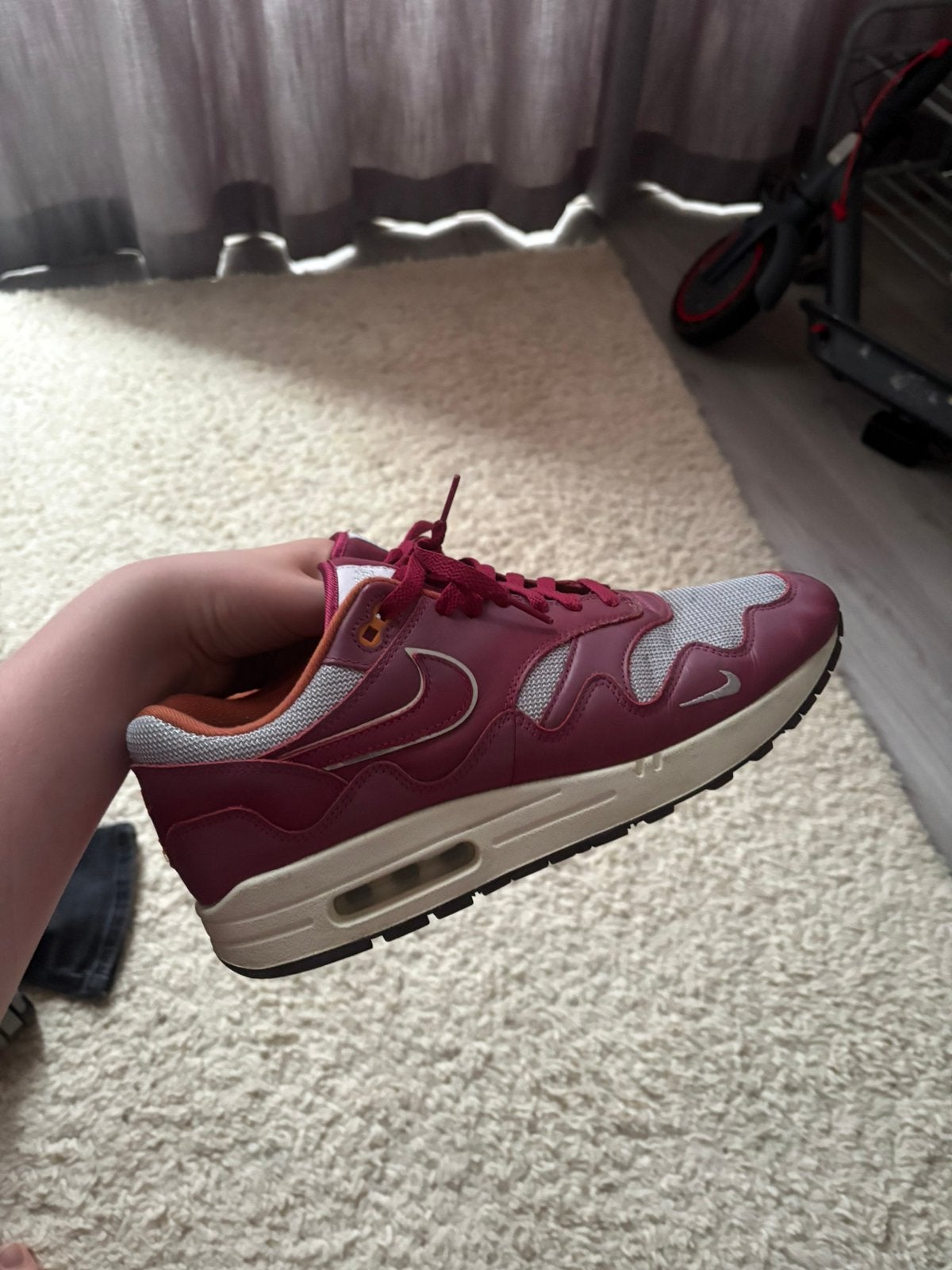 Air max 1 patta rush maroon, Overige kleuren, Nieuw, Ophalen of Verzenden, Sneakers of Gympen