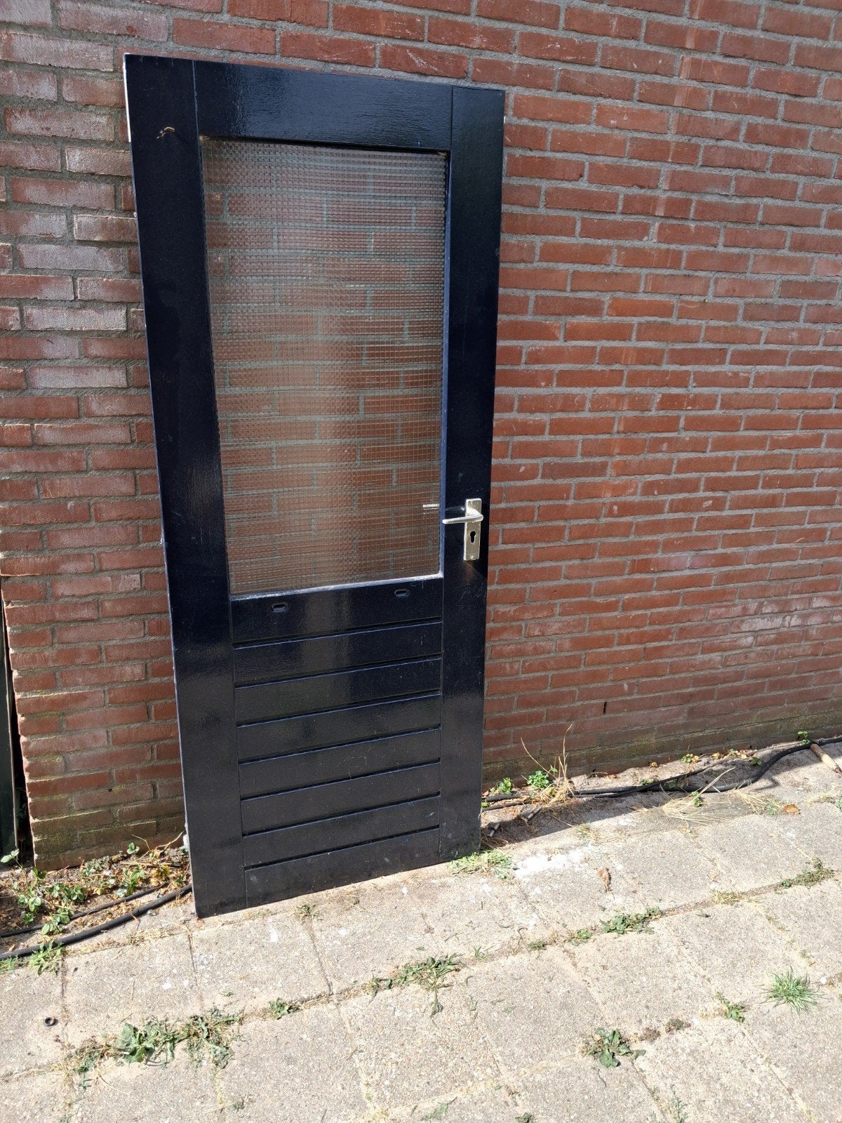hardhouten achterdeur 82.5x201.5cm met sterk draadglas, Ophalen, 80 tot 100 cm, 200 tot 215 cm, Glas