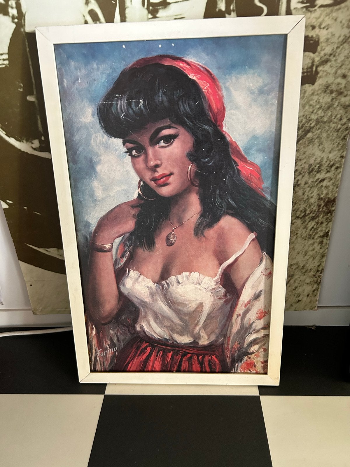Vintage Schilderij 'Zigeunermeisje' - Torino', Antiek en Kunst, Ophalen