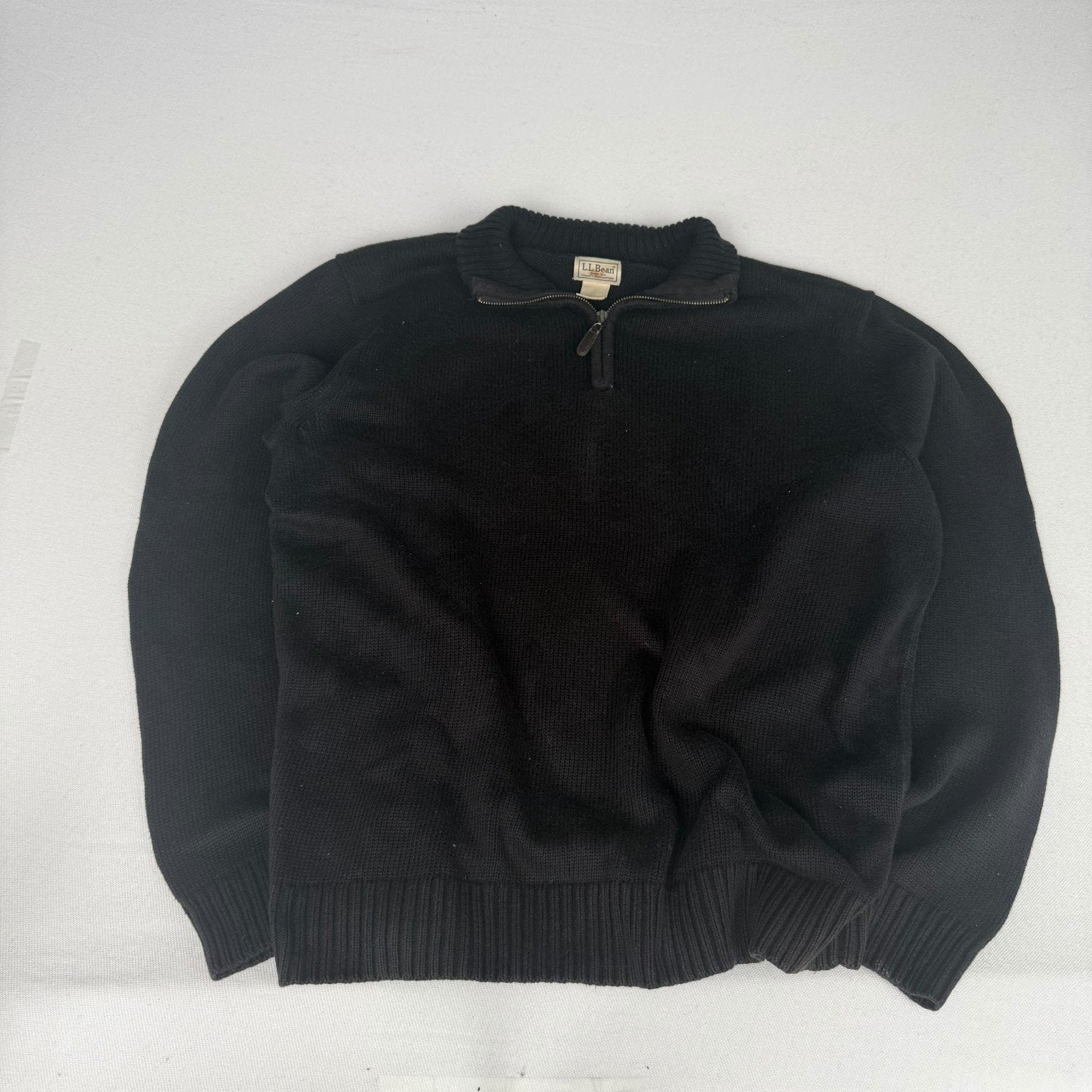 L.L.Bean Classic Quarter-Zip Trui – Zwart, L, Ophalen of Verzenden, Zo goed als nieuw, Maat 52/54 (L), Zwart