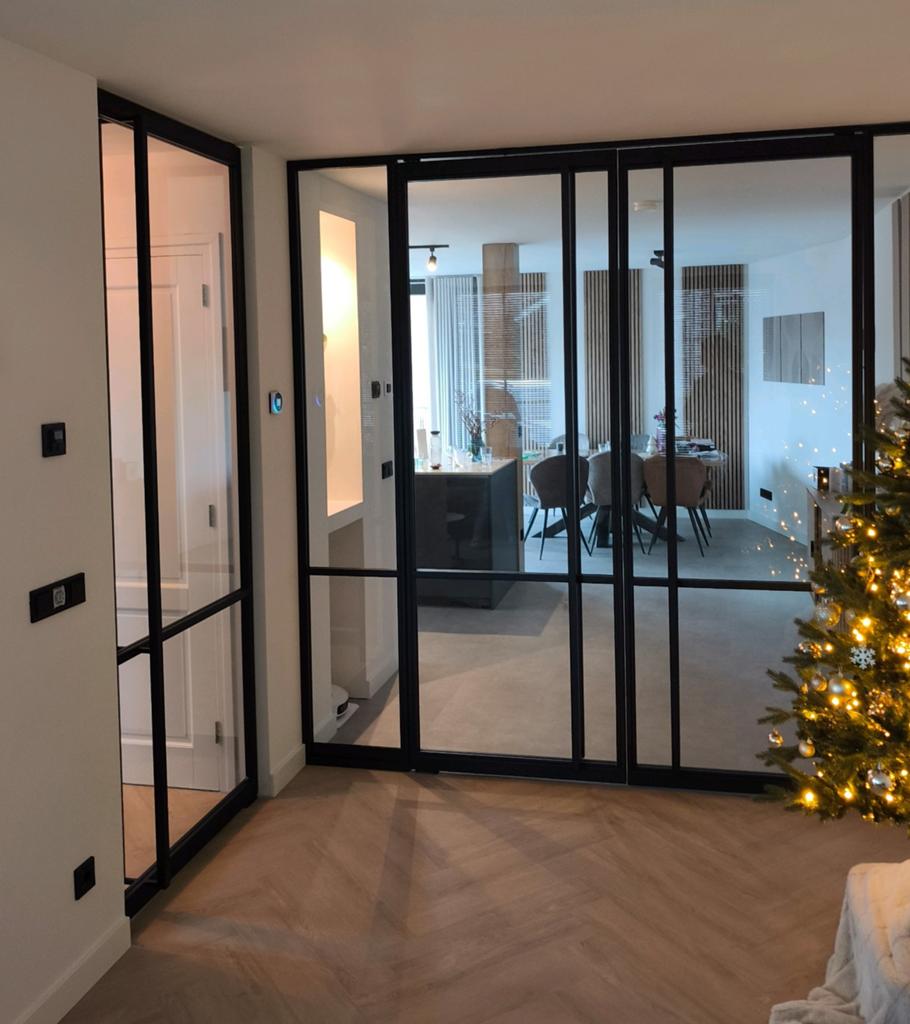 Taatsdeur zwart met blank glas - Nieuwstaat, 80 tot 100 cm, 215 cm of meer, Binnendeur, Nieuw