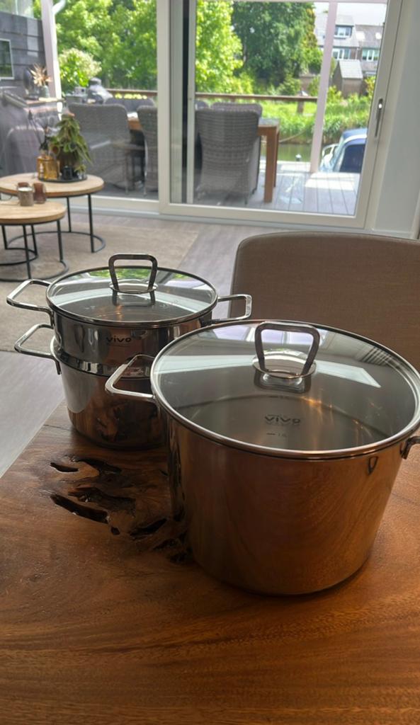 Vivo Villeroy & Boch pannenset, Ophalen of Verzenden, Gebruikt, Rvs, Kookpan of Snelkookpan