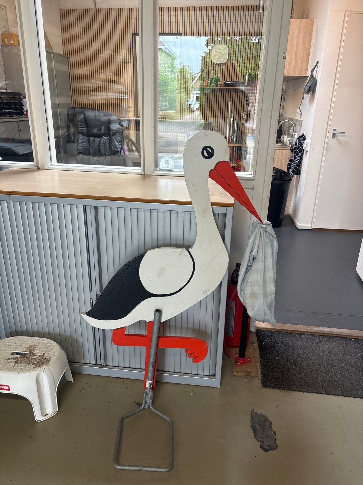 Geboortebord Ooievaar - Houten Decoratie, Kinderen en Baby's, Kraamcadeaus en Geboorteborden, Ophalen of Verzenden, Gebruikt, Geboortebord