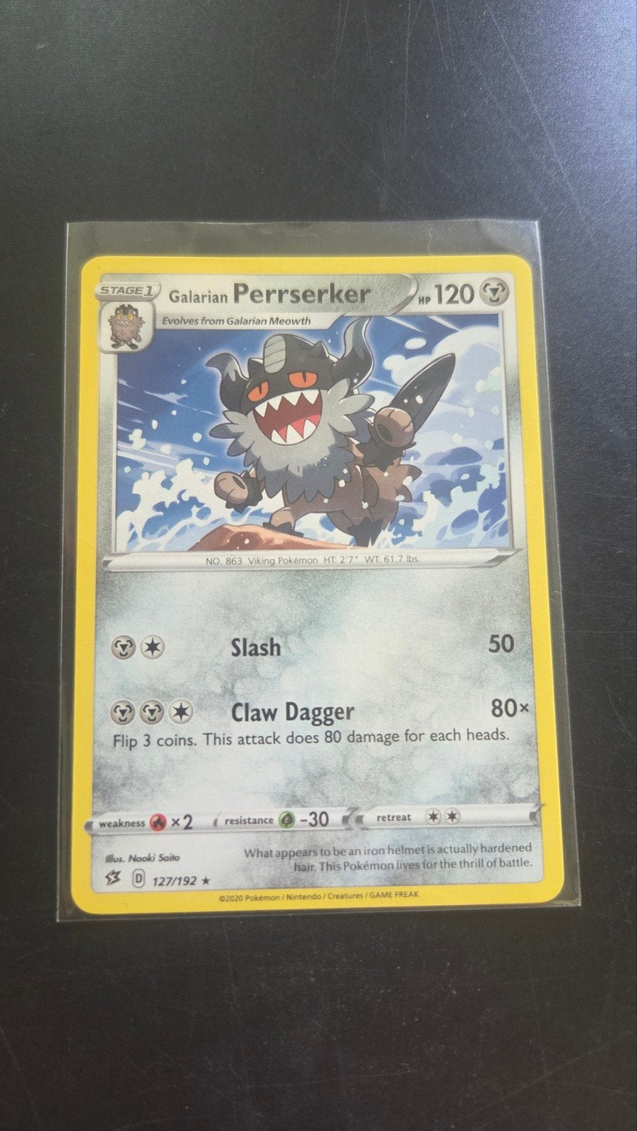Galarian Perrserker (rare) 127/192 Rebel Clash, Verzenden, Zo goed als nieuw, Losse kaart