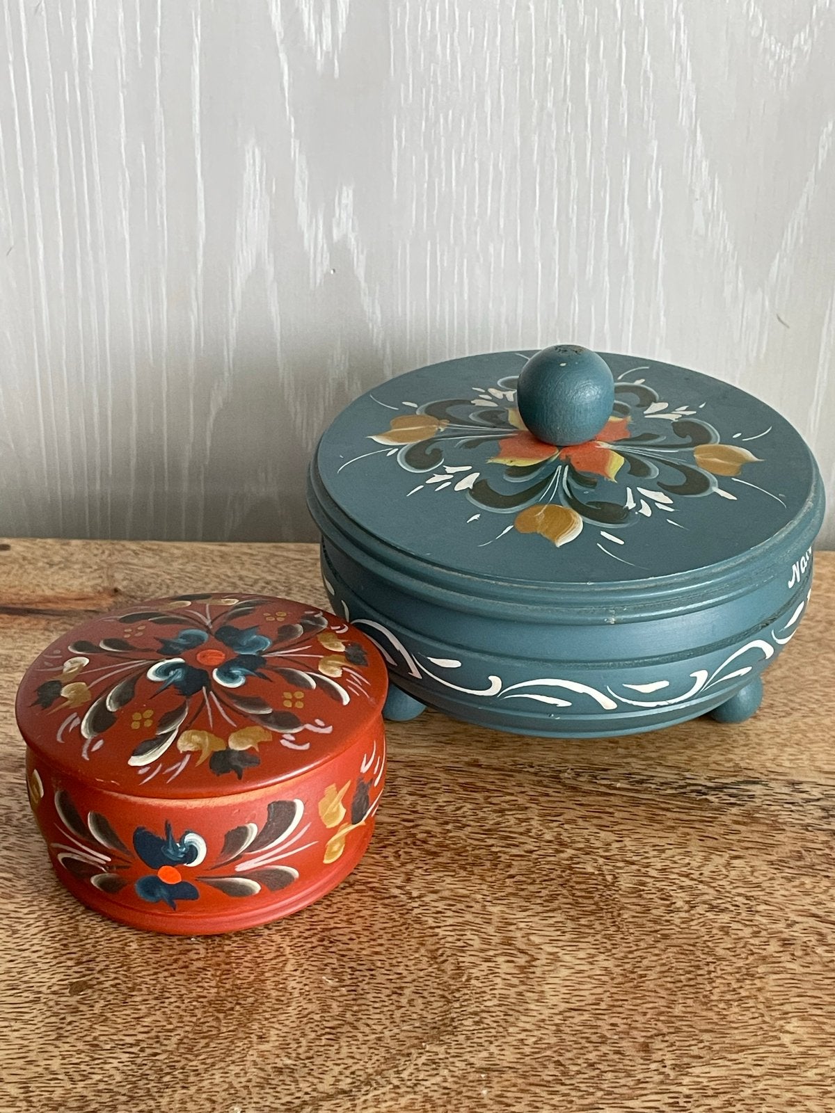 handgeschilderde houten doosjes, Noorse stijl, Ophalen of Verzenden