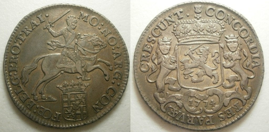 Utrecht ½ Dukaton zilver 1774 bloemrand, Vóór koninkrijk, Zilver, Ophalen of Verzenden, Losse munt
