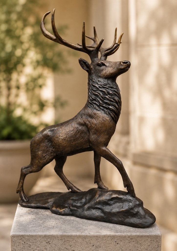 bronzen beeld / HERT/ 36 cm hoog / EDELHERT, Ophalen of Verzenden, Hert, Beeldje of Figuurtje