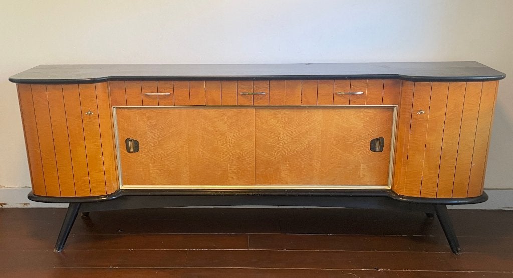 Vintage dressoir/tv-meubel jaren 50/60 – Mid Century Modern, Huis en Inrichting, Kasten | Dressoirs, Ophalen, Gebruikt, Met deur(en)