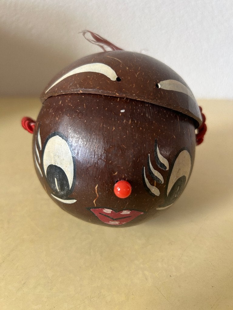 Vintage handgemaakte kokosnoot tas - Filipijnen, Hout, Bruin, Ophalen of Verzenden, Houtsnijwerk