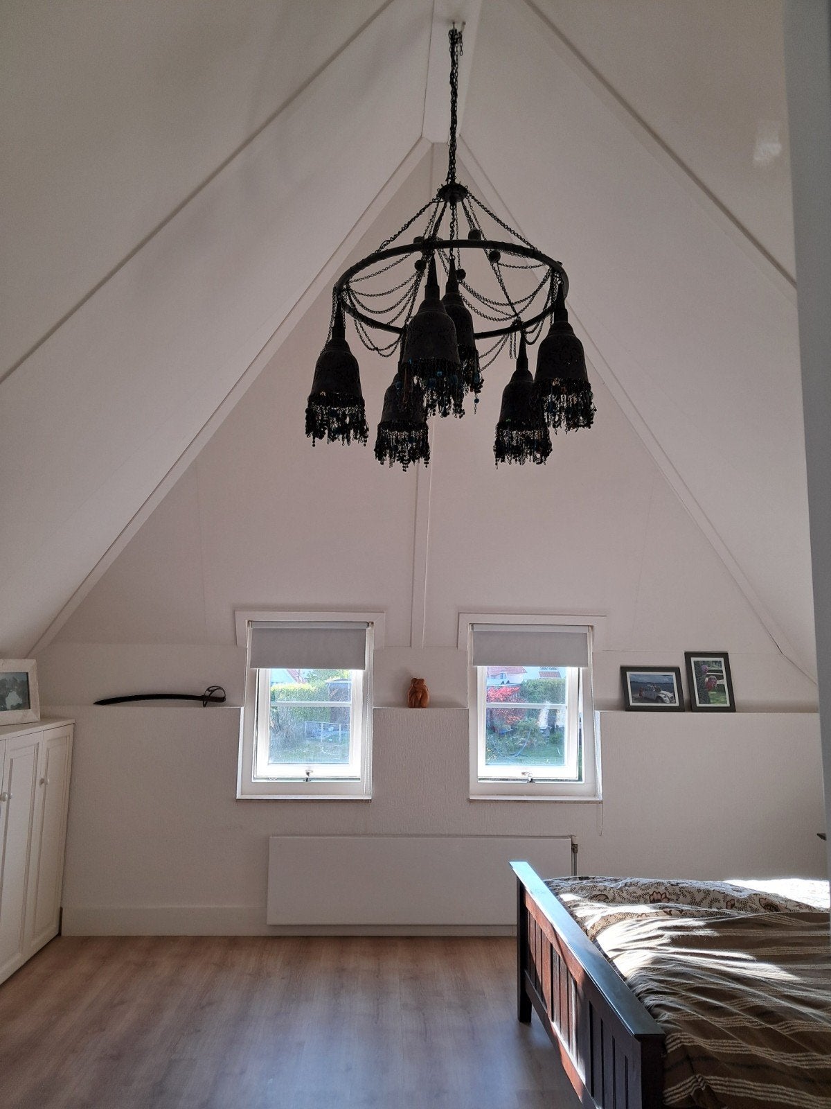 Hanglamp,handgemaakt, metaal ingelegd met gekleurde stenen, Ophalen, Zo goed als nieuw, Metaal