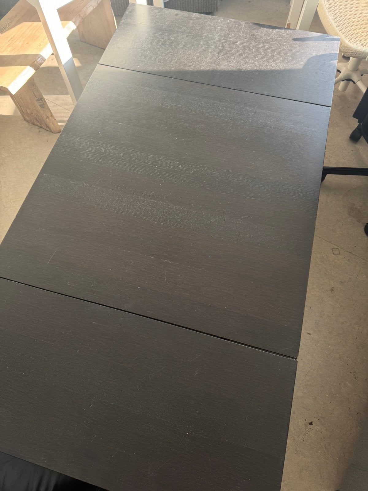 Zwarte uitschuifbare eettafel/bijzettafel, Huis en Inrichting, Tafels | Eettafels, Gebruikt, 50 tot 100 cm, tot twee personen