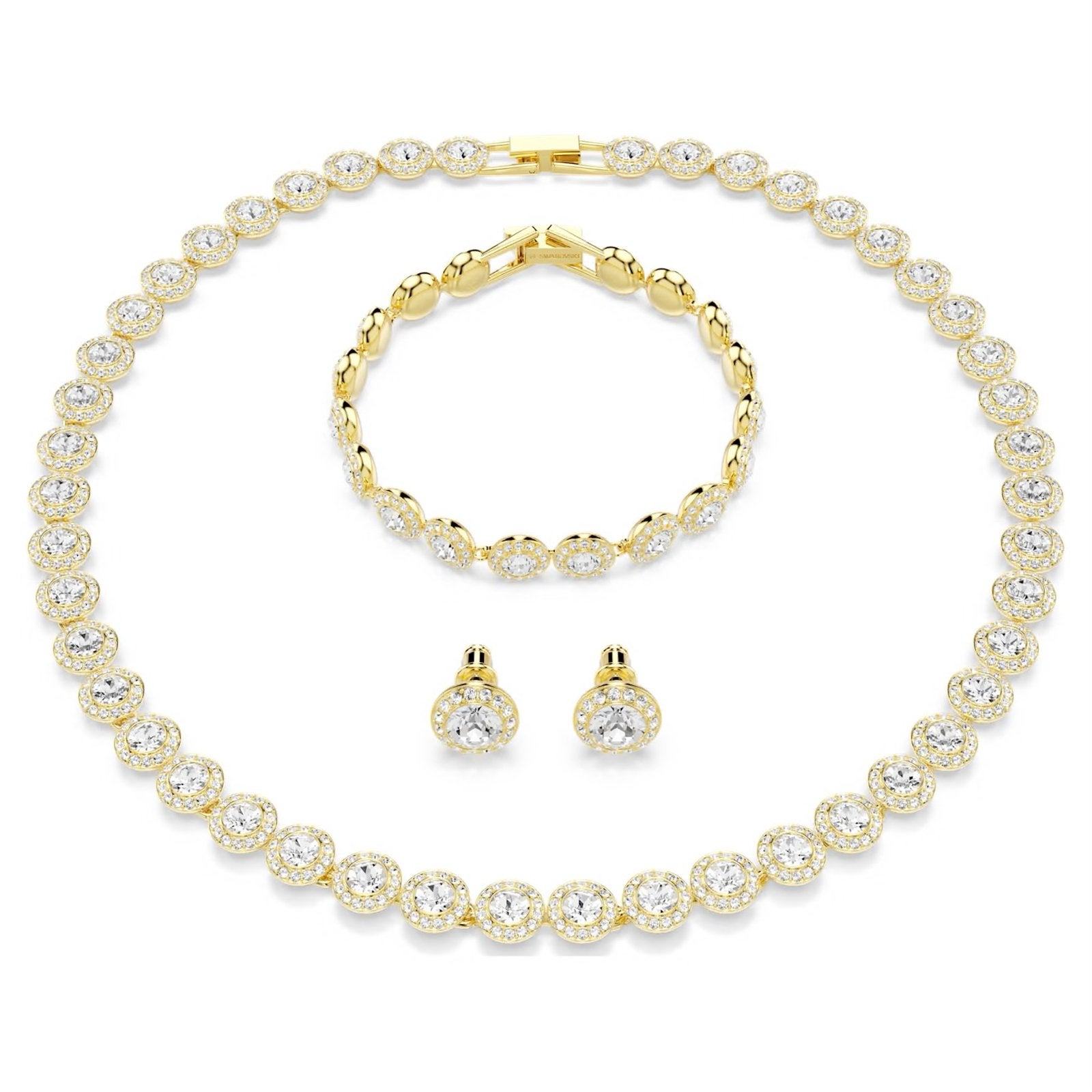 Swarovski ketting, armband en oorbellen - angelic goud set, Sieraden, Tassen en Uiterlijk, Overige materialen, Nieuw, Goud, Ophalen