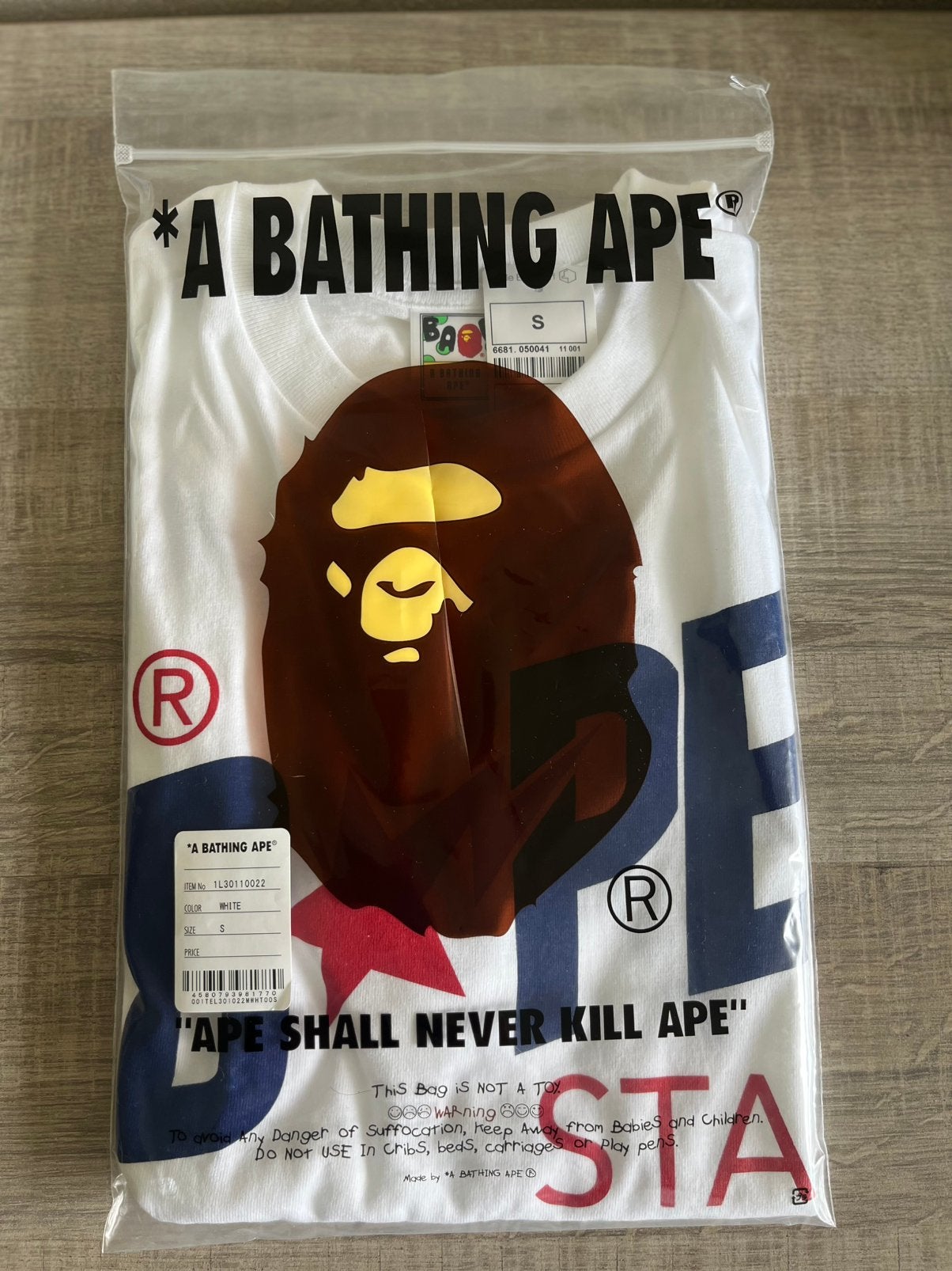 BAPE, A Bathing Ape t-shirt maat S!, Ophalen of Verzenden, Nieuw, Maat 46 (S) of kleiner, Wit