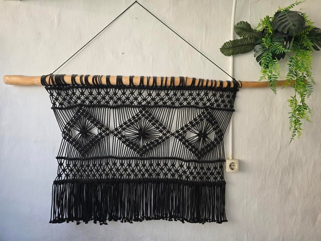 XXL Handgemaakte Macramé Wandhanger Zwart, Ophalen of Verzenden