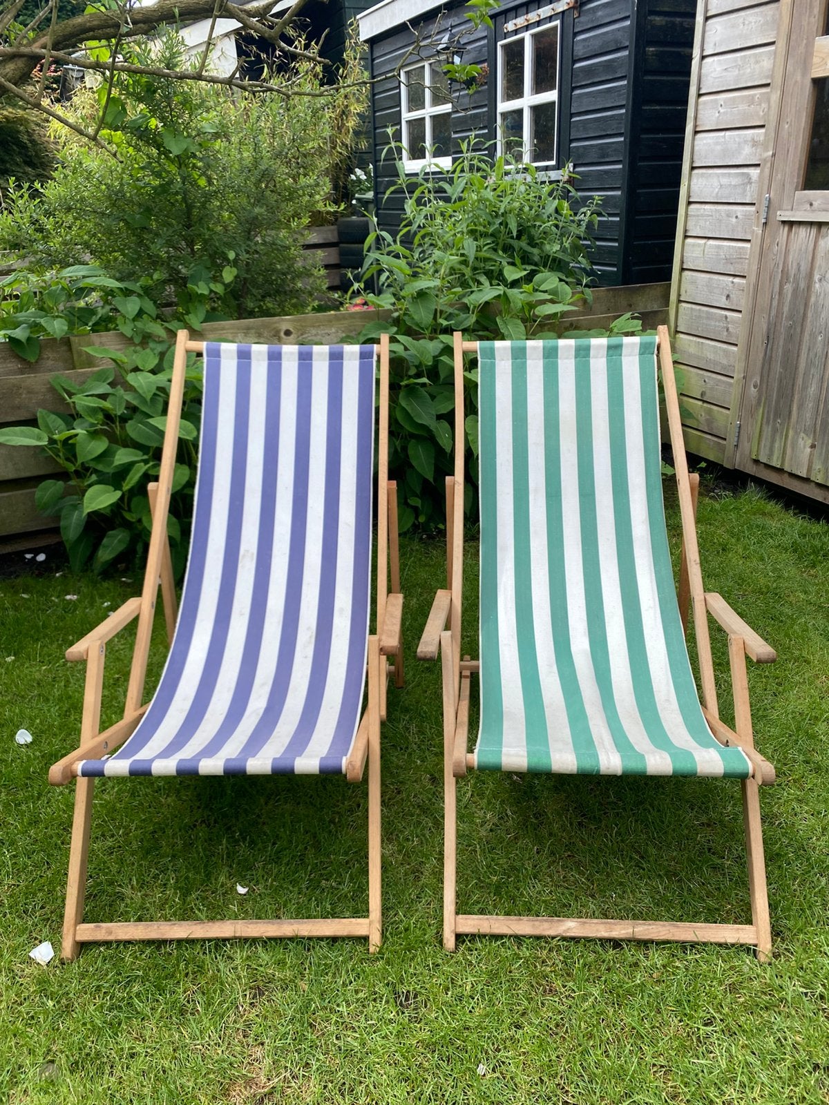 Vintage strandstoelen / tuinstoelen, Tuin en Terras, Tuinstoelen, Ophalen of Verzenden, Gebruikt, Kunststof