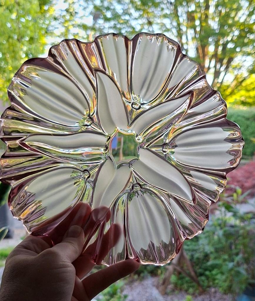 Vintage Mikasa / Walther Glas Tulips Pink schaal, Ophalen of Verzenden