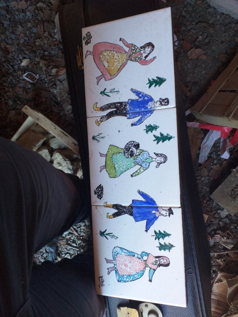 Schilderij op tegels "Gilberte 69", Antiek en Kunst, Ophalen