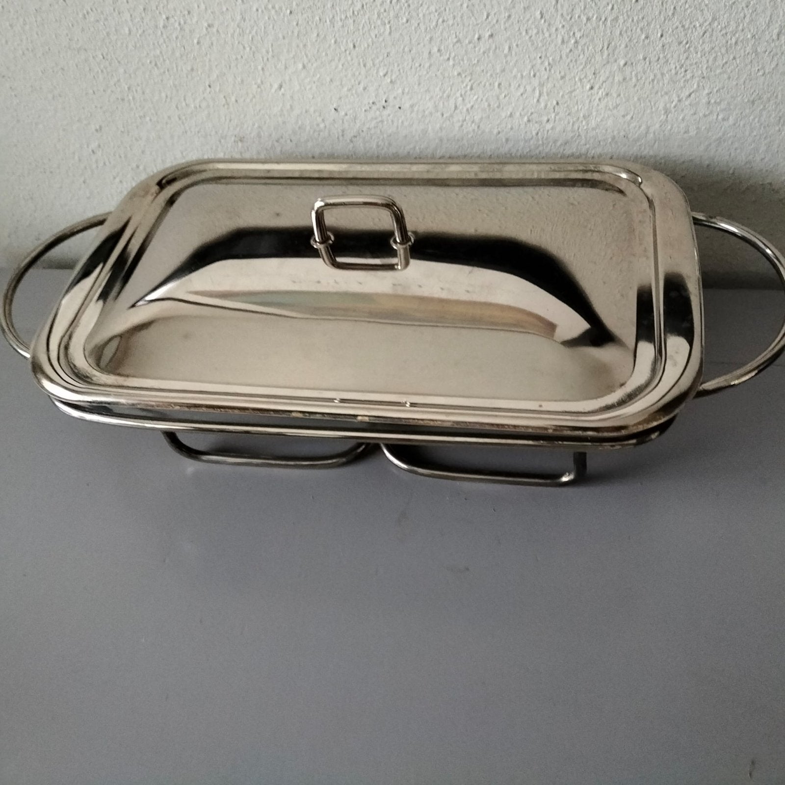 Retro rechaud met glazen schaal, Zilver, Ophalen of Verzenden, Glas, Overige typen