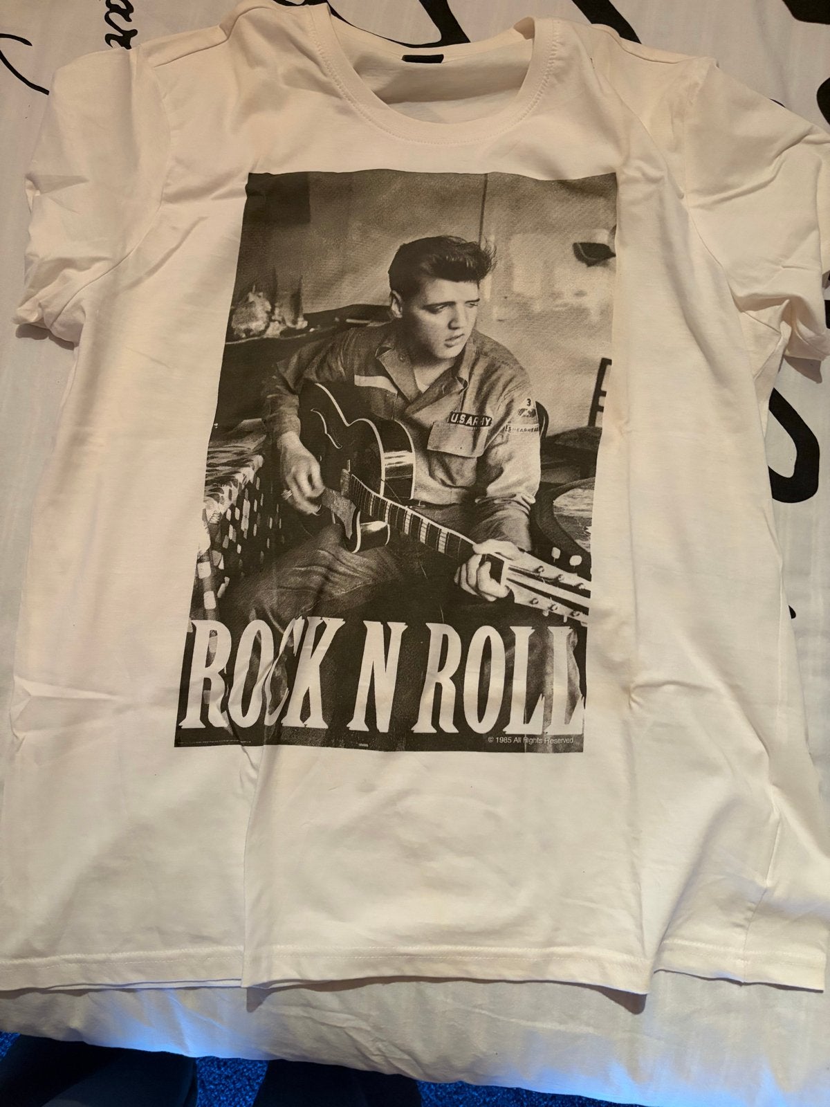 Elvis Presley Rock 'n Roll T-shirt - Wit, Ophalen, Zo goed als nieuw, Maat 48/50 (M), Wit