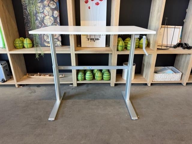 Actiforce Zit-sta bureau / tafel met slinger, kabelgoot,60st, Gebruikt, Spaanplaat of MDF, Actiforce, Ophalen of Verzenden